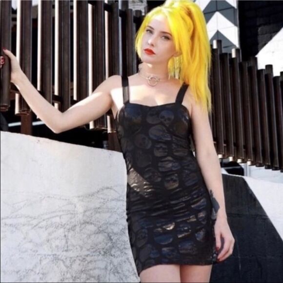 𝅺Iron Fist Skulls Club Black Mini Dress - Picture 3 of 4